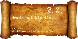 Neményi Klotild névjegykártya
